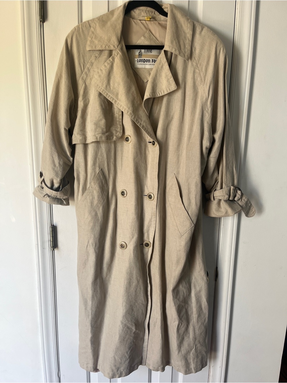 Towne By London Fog Long Khaki Trench Coat Vintage